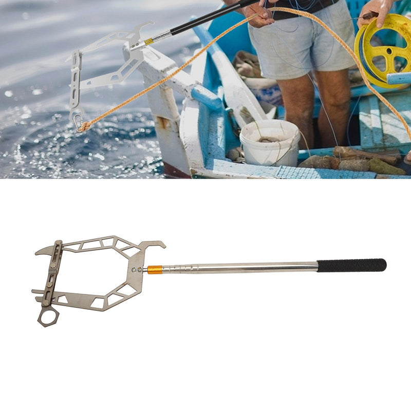 EVGATSAUTO Mooring Rope Dock Threader, Stainless Steel U-Type Cable Wire Guider with Telescopic Rod, Ship Parking Tool