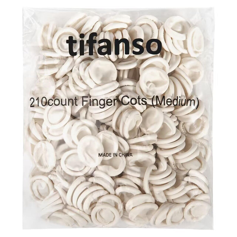 tifanso Finger Cots Disposable, Medium Finger Thumb Gloves Protectors, Sleeves Covers Protection for Fingertips (Approx.210 PCS) 210 Count (Pack of 1)