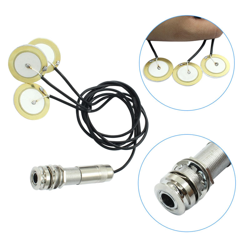 Piutouyar Piezo Pickups Transducer with 2 Pcs Accessories, 3 in 1 Microphone Contact Piezo Pickup for Electronic Acoustic Guitar Violin Ukulele Musical Instruments