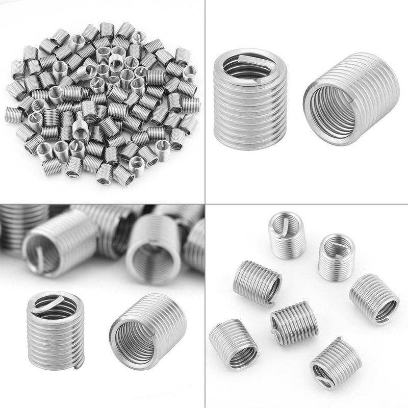 100pcs Stainless Steel SS304 Coiled Wire Helical Screw Thread Inserts M8 x 1.25 x 2D Length for Helical Repair