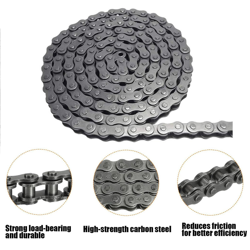 AZSSMUK #35 Roller Chain - 5 Feet Carbon Steel Material with 2 Connecting Links Industrial Chain - 160 Links 35-5FT