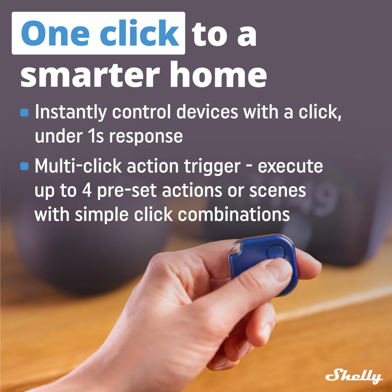 Shelly BLU Button1 Blue | Bluetooth-Operated Action and Scenes Activation Button | Home Automation | iOS Android App | No Hub Required | Long Battery Life | LED Indication | Buzzer | Broad Range