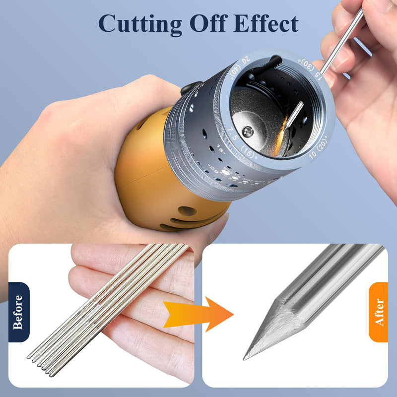 Tungsten Electrode Sharpener Grinder Head,Tungsten Sharpener for Tig Welding with 48 Holes,4 Angles 6 Size,3 CNC Mandrel,10 Double Diamond Wheels Suitable for Most Rotary tool