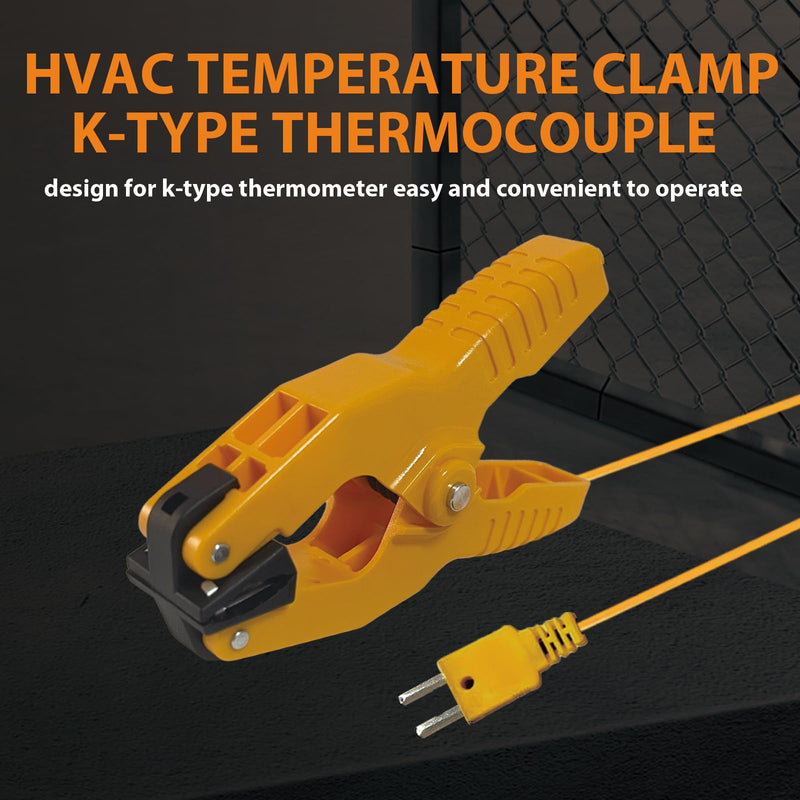 HVAC Temperature Clamp, K-Type Thermocouple Clamp Pipe Temp Clamp for HVAC/K-Type Thermocouple Thermometer, Temperature Sensor Probes Measures -40~392℉(-40~200℃) (BEIO 009 1PC) BEIO 009 1PC