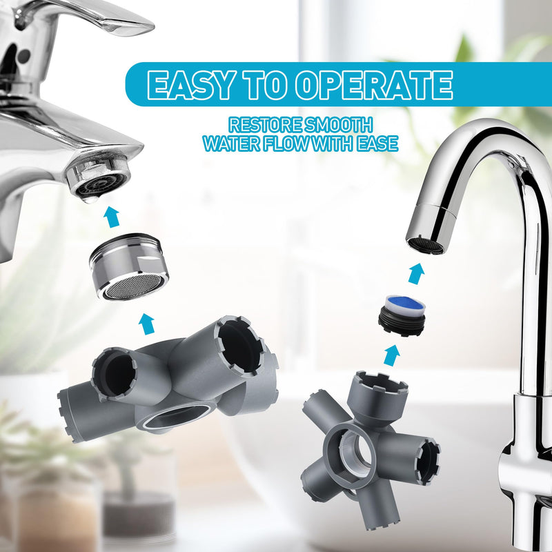 Enhon 10 in 1 Faucet Aerator Removal Tool Faucet Aerator Key for Hidden Threaded Aerator/Aerator with Housing (Cut Edge&Round) Aerator Tool with Size M16.5/M18.5/M21.5/M22/M24/M28 Aeration Tool