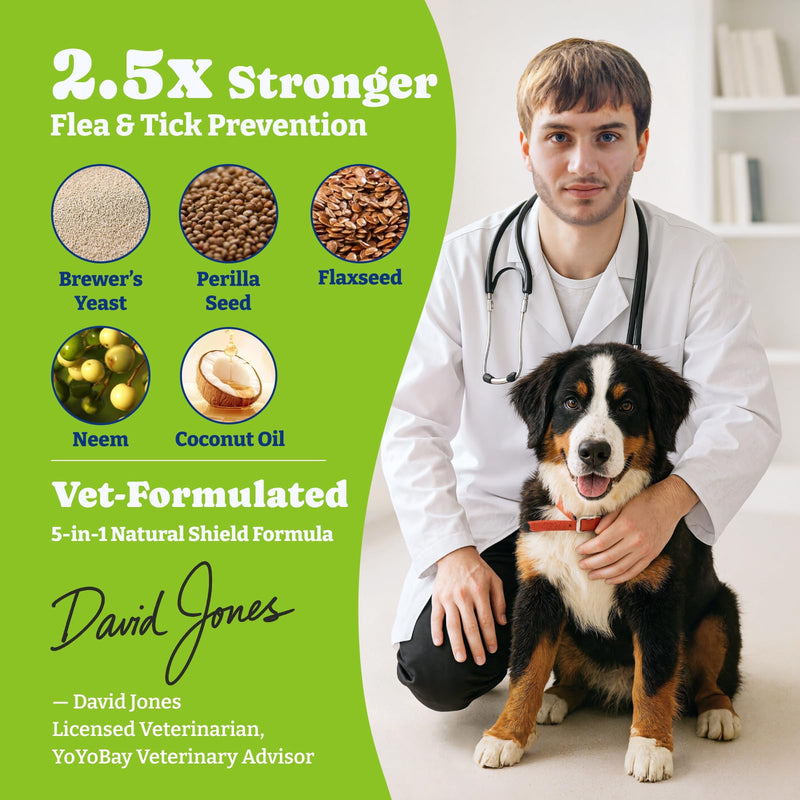 Dog Allergy Relief Chews – 70 Count + Flea & Tick Defense Chews 180 Count (2.0 Formula)