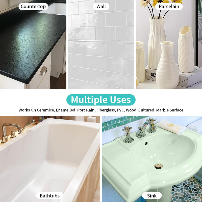 Tub and Tile Refinishing Kit 17.5oz, Low Odor Countertop Paint, Shower Sink Paint for Bathroom Kitchen, 50-55sq.ft Semi-Gloss Bella Pink 17.5oz, Without Tools