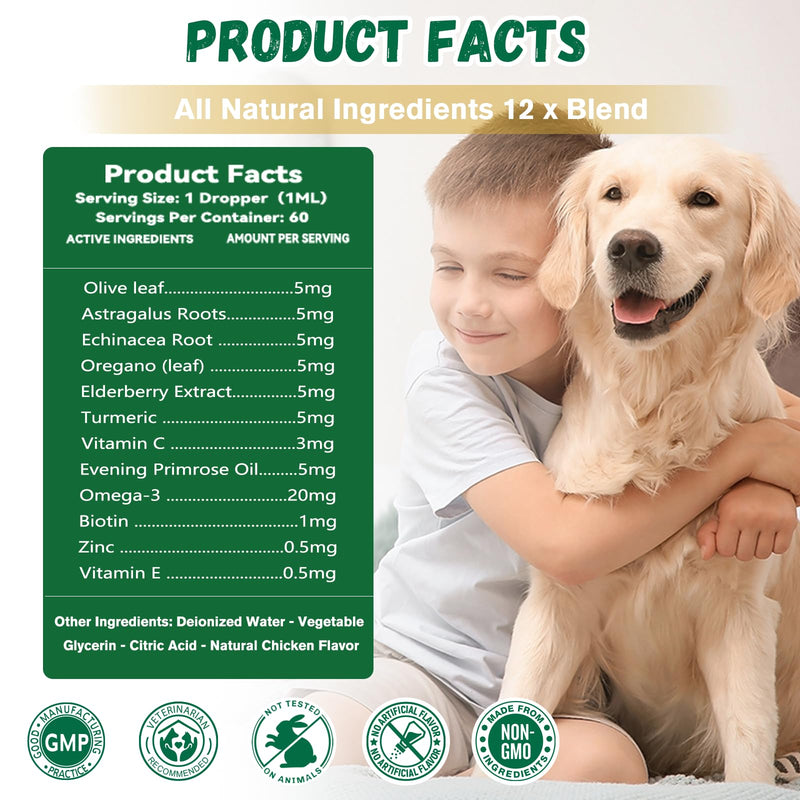 Dogs Allergy Itch Relief Drops, Yeast Infection Treatment for Dog for Itchy Skin and Itchy Ear, Allergy & Paw Itching, Soothes Irritation & Reduces Inflammation Herbal Dog Supplement 2 Packs