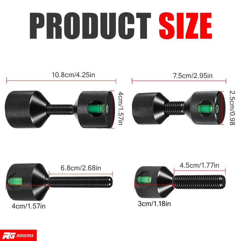 4 Pcs Flange Two Hole Pins, 1-1/8" & 1-5/8" Two Hole Hardware Pins with Built-in Level, 6061 Aluminum Detachable Double Hole Flange Pins for Pipe Fitting, Black