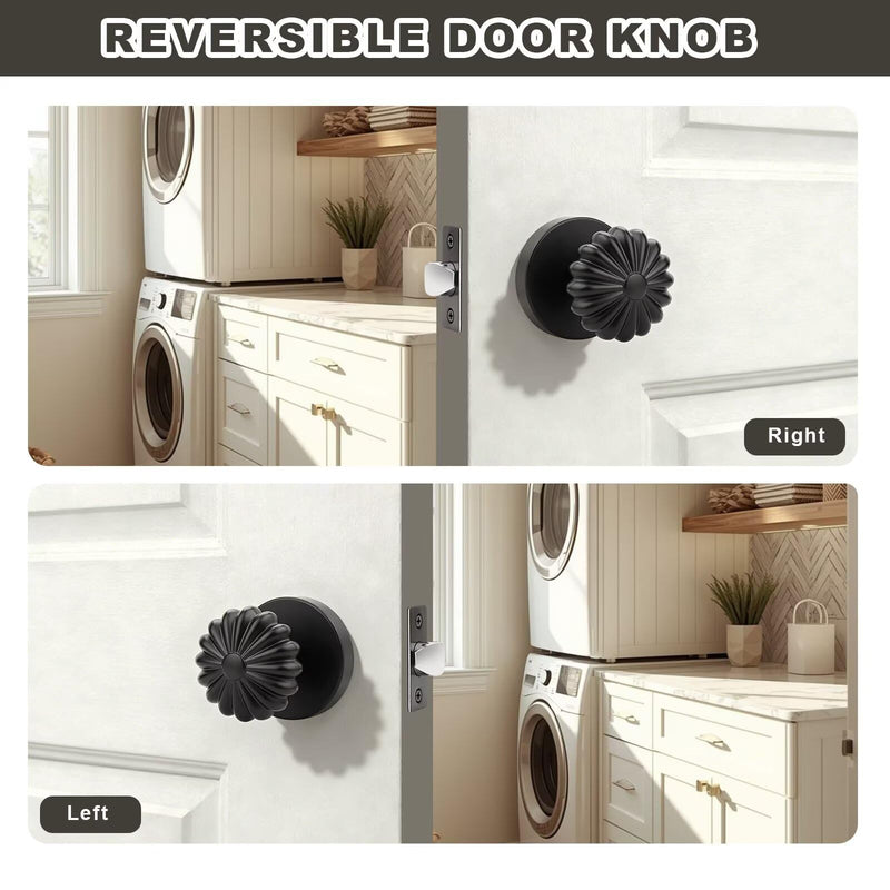 1 Pack Black Passage Door Knob, Interior Closet Door Knob Without Lock Matte Black 1