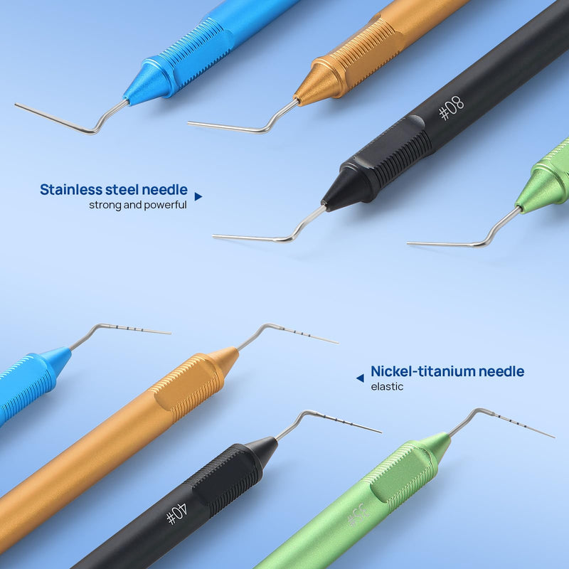 JMU Dental Gutta Percha Pluggers 4Pcs/Set, NiTi Tip & Stainless Steel Tip Double Ended Filling Instruments