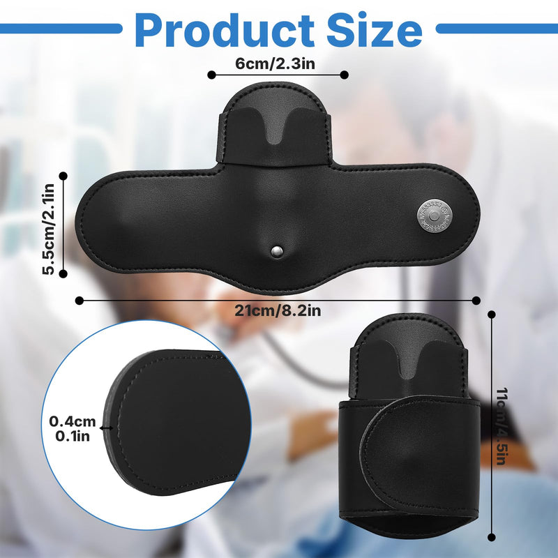 Stethoscope Holder for Scrubs, Magnetic Hands-Free Stethoscope Holder Clip Black PU Leather, Portable for Scrubs Belts Lab White Coats, Scrub Accessories Gifts for Nurses Doctors Medical Students EMTs
