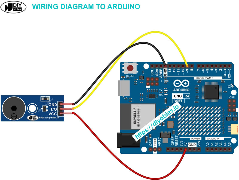 Piezo Buzzer Module, Active Buzzer for Arduino, ESP32, ESP8266, Raspberry Pi, 2 Pieces