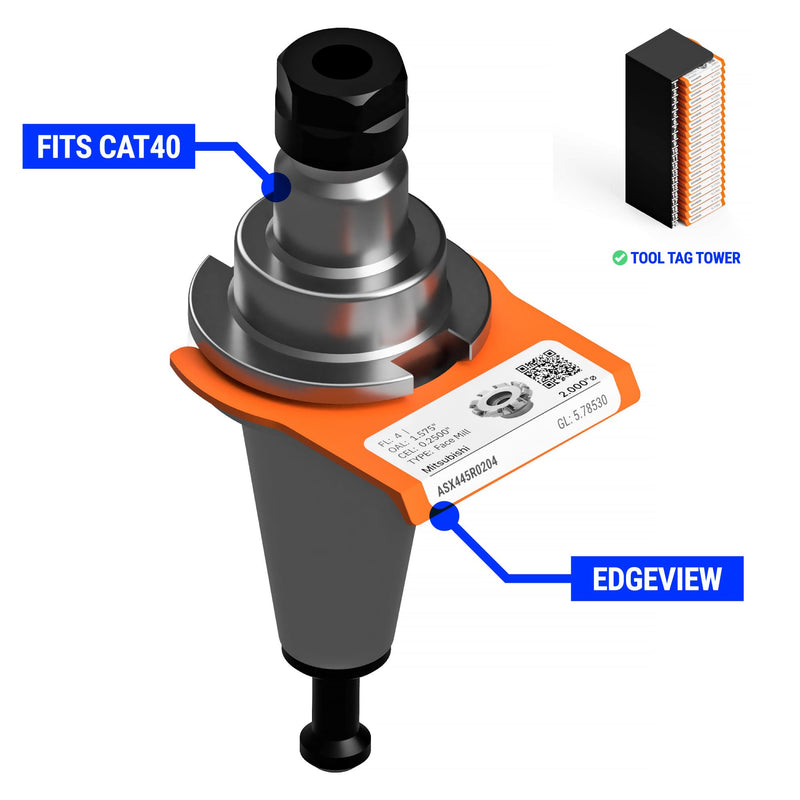 Edgeview CNC Tool Holder Tool Tag - 25-pk Label Organizers (CAT40/HSK63A/HSK63F) CAT40/HSK63A/HSK63F