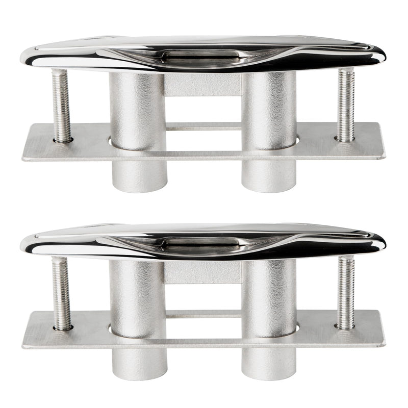 5" 6" Pull Up Flush Mount Cleat 2 Pack, Stainless Steel 316 Boat Dock Deck Retractable Low-Profile Mooring Rope Cleat with Backing Plate and Lock Nuts 5 inch Pull Up Cleat