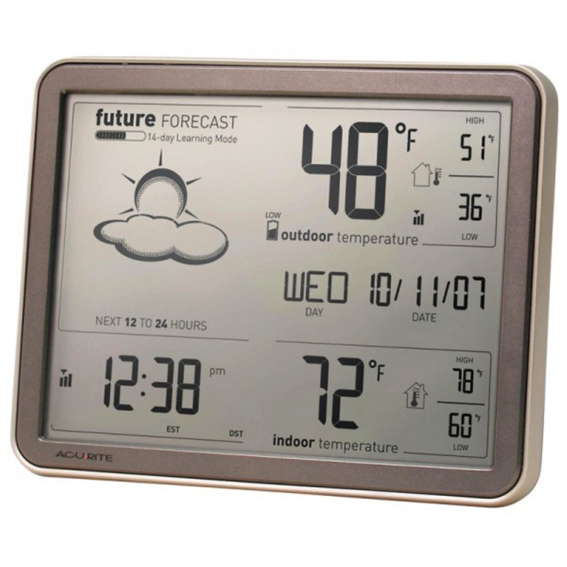 AcuRite 75077A3M Self-Learning Forecast Wireless Weather Station with Large Display and Atomic Clock, Black Grayscale Wireless Display