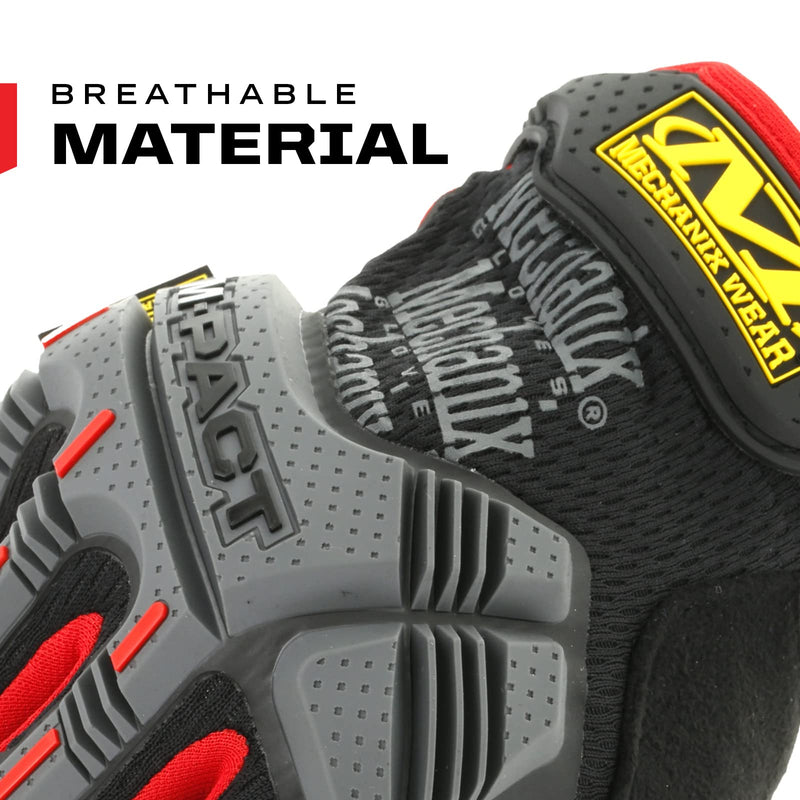 Mechanix Wear M-Pact Impact Resistant Work Gloves - Durable Safety Gloves for Men - Touchscreen Capable - Machine Washable - Breathable - Large - Red/Black Black/Red