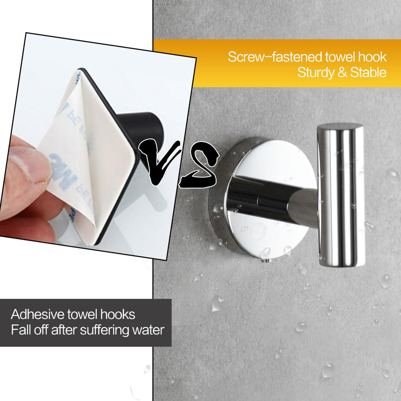 2/4/8 Pack Towel Hooks, Robe Hook, Bathroom Coat Hook Wall Mounted, SUS304 Stainless Steel Bathroom Hooks, Towel Hook for Bedroom Kitchen Hotel Office(2 Pack Matte Black) 2 Pack Matte Black