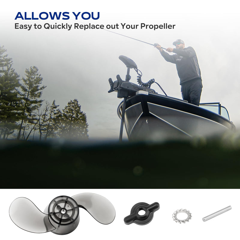 For Minn Kota MKP 3 Prop 2061151 Vanishing Compatible with Minn Kota 3-1/4" Motor Diameters, 2061151 1378211 Prop w/drive pin, prop nut and lock washer Replacement Fit for "W", "M", MAG Series Motors