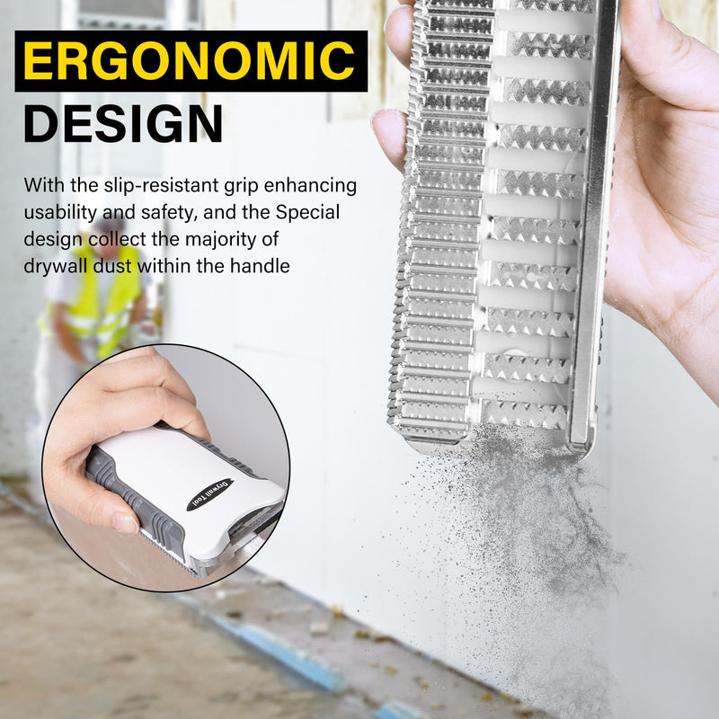 Drywall Rasp, Drywall Tools Rasp 7 inch Combination Sheetrock Tool with Bi-Directional Teeth & In-Handle Dust Collection Drywall Corner Tool Drywall Cutting Tool Drywall Fitting Tool