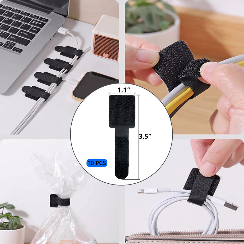 ELII 327 PCS Cable Management Kit 4 Cable Cable Sleeves,65 Cable Clips with 13Cord Holders,25 Roll Cable Organizer Straps,200 Fastening Cable Ties,20 Cable Zip Tie Mounts for Computer (Black) Black