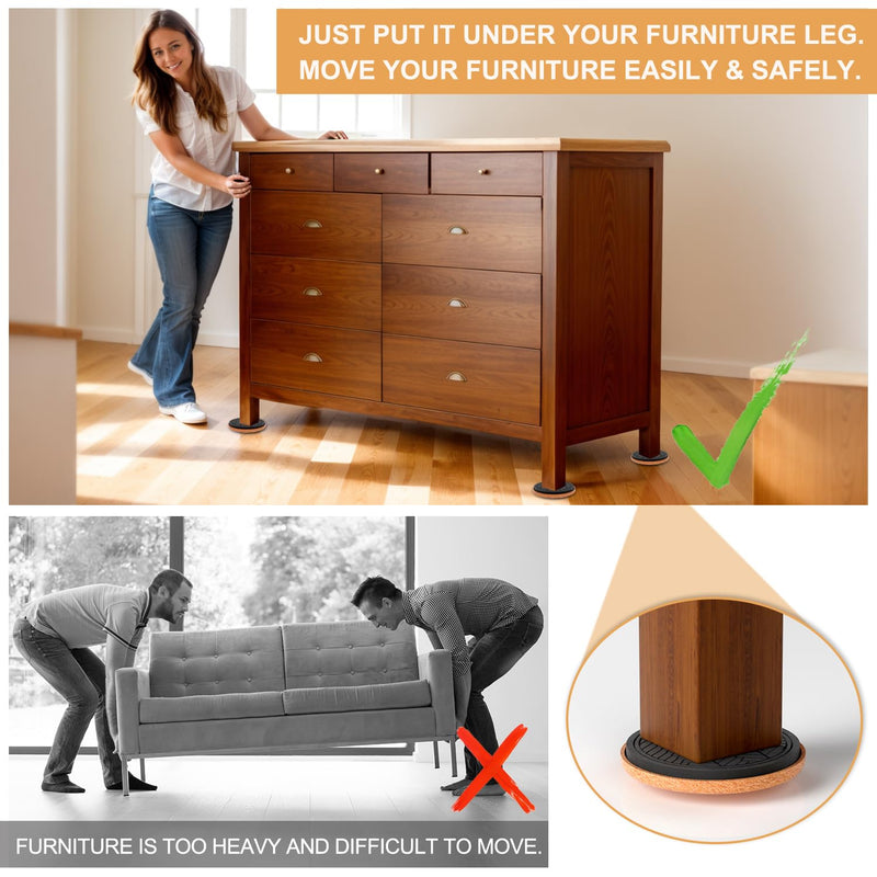 Felt Furniture Sliders for Hardwood Floors, 16 PCS 3 ½" Furniture Pads for Wood Floors, Furniture Movers for Heavy Duty Furniture, Move Large Furniture Easily 16 pcs 3 ½ inch (Hard floors)