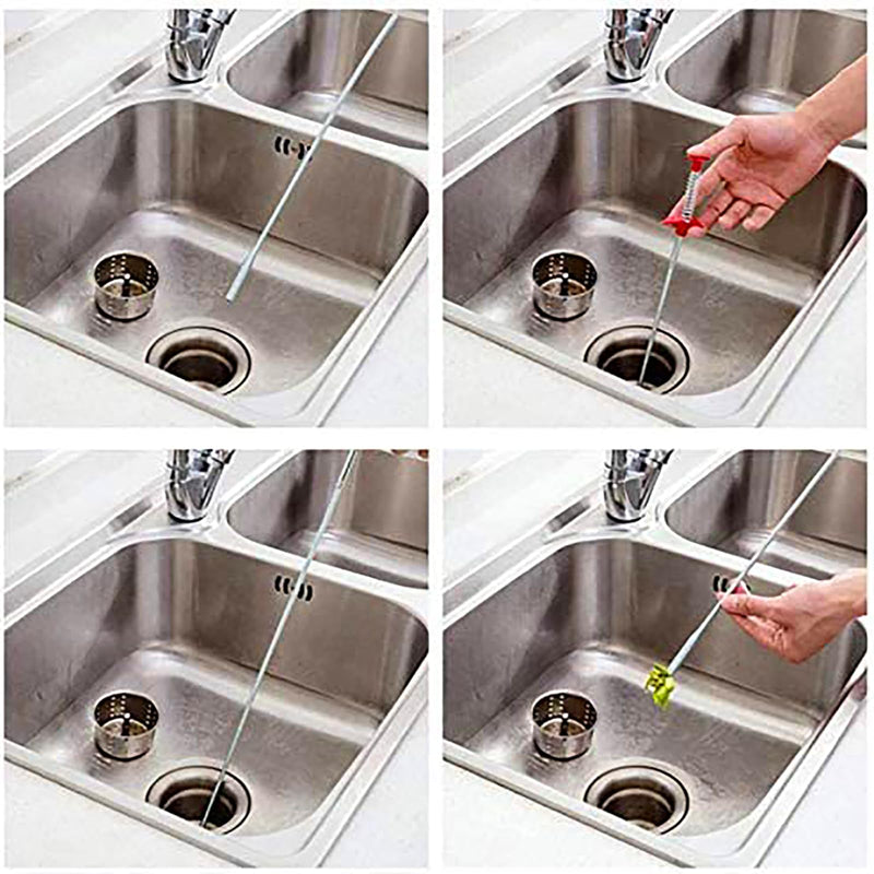 Flexible Grabber Claw Pick Up Reacher Tool With 4 Claws Bendable Hose Pickup Reaching Assist Tool for Litter Pick, Home Sink, Drains, Toilet, Hair Remover (63 inch)
