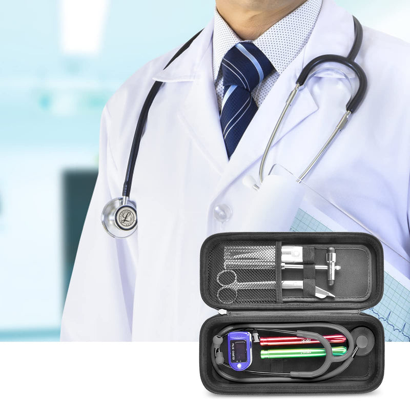 Stethoscope Case Compatible with 3M Littmann Classic III Monitoring/Lightweight II S.E/Cardiology IV Diagnostic/MDF Acoustica Stethoscopes- Black Flower