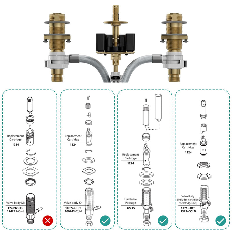 1224 1224B Faucet Cartridge Replacement Compatible with Moen Two Handle Faucets Replacement Kit For Most Double Handle Moen Faucets and Tub/Showers Repair Kit,2 Pack