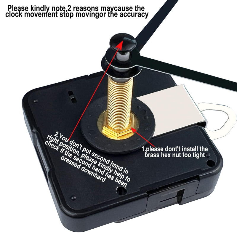 31mm Quartz Long Shaft Clock Movement DIY Wall Clock Movement Mechanism Clock Repair Kit Replacement (Shaft Length 1-1/5 inch,2 Pair Hands) Shaft Length 1-1/5 inch