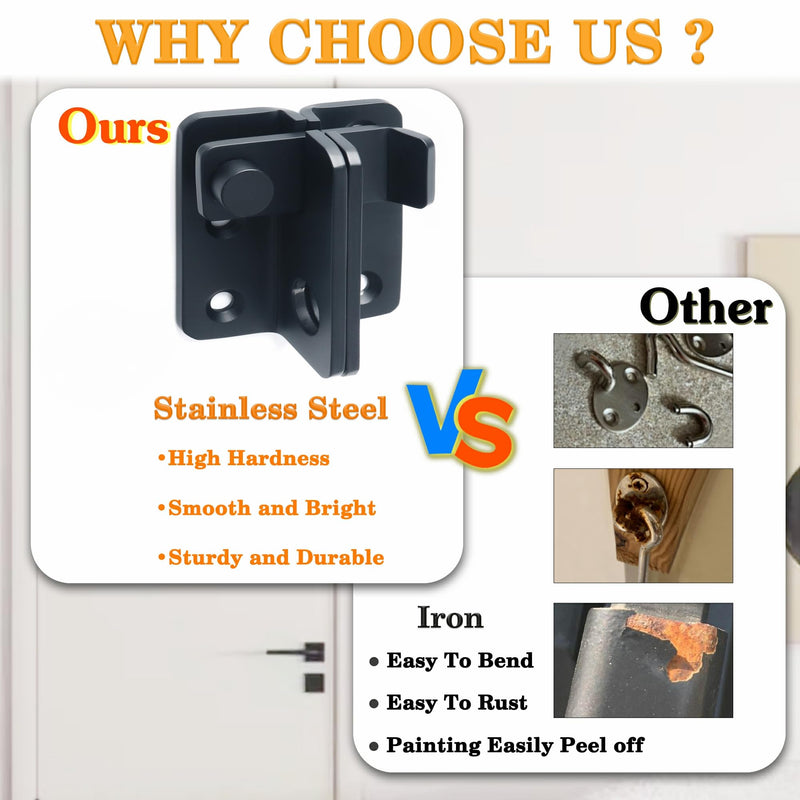 Alise Flip Latch Gate Latches Slide Bolt Latch Safety Door Lock Catch for Barn Cabinet Pet Cage Garden Bathroom Garage Window Sliding Door,Heavy Duty Stainless Steel Matte Black MS3005-B Large Size