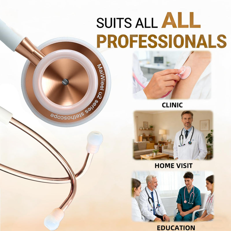Lightweight Stethoscope Dual Head Stethoscope for Nurses,Doctors Students, Home Health Use (Rose Gold) Rose Gold