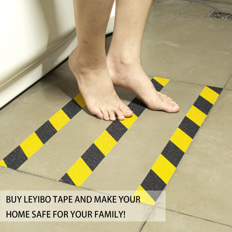 Anti Slip Tape with Roller, 3” x 35Ft, Non Slip Safety Grip Tape for Stair Step Outdoor/Indoor, Waterproof Non Skid Tape for Bathtub, Boat, Pool, Comfortable for Bare Feet, Caution Yellow/Black 3" x 35' + Roller Yellow and Black 1