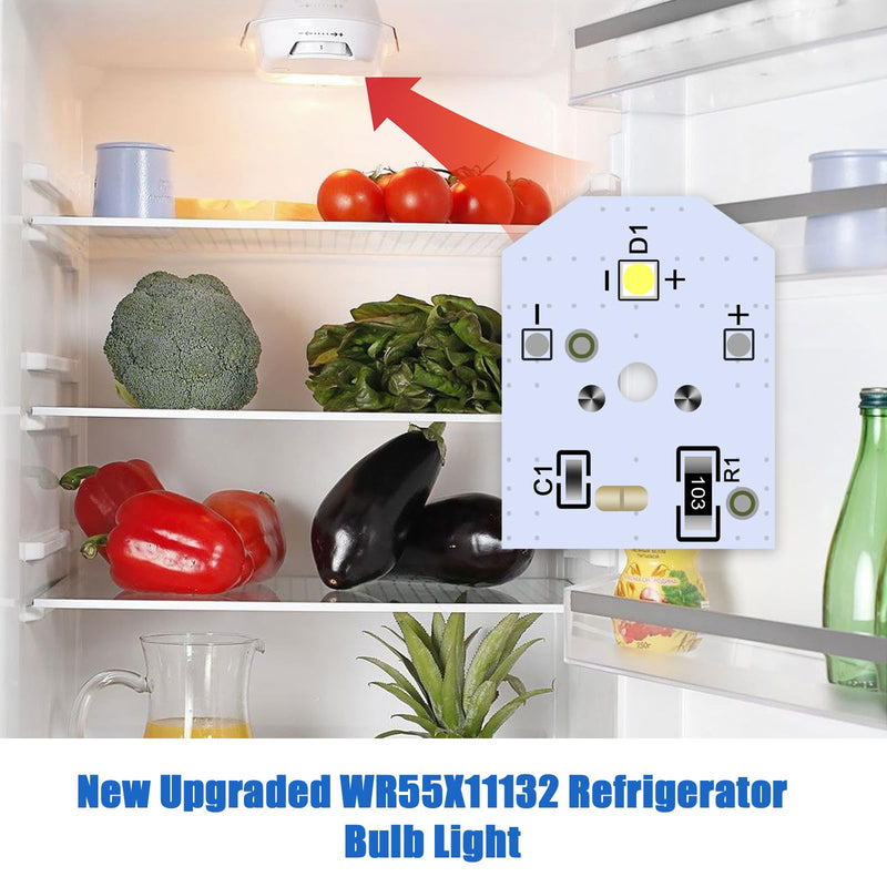 New Upgraded WR55X11132 WR55X25754 GE Refrigerator LED Light Bulb Replace WR55X30602 WR55X26486 PS4704284 3033142 EAP12172918 AP6261806(4 Pack) 4 Pcs
