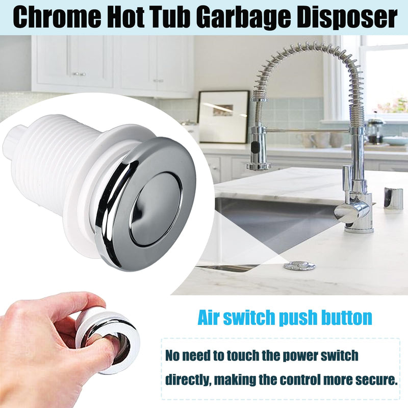 Hot Tub Air Switch 16A On Off Push Air Button Switch Jet Tool for Jetted Whirlpool Jet Bath Tub Spa Air Switch Air Activated Switch Button for Sink Top Garbage Disposal Part - 1 Set
