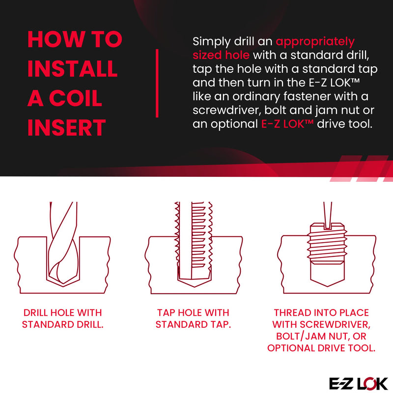 E-Z LOK - 329-006 E-Z Lok Externally Threaded Insert, C12L14 Carbon Steel, Meets AISI 12L14, #6-32 Internal Threads, 1/4"-20 External Threads, 0.280" Length, Made in US (Pack of 10)