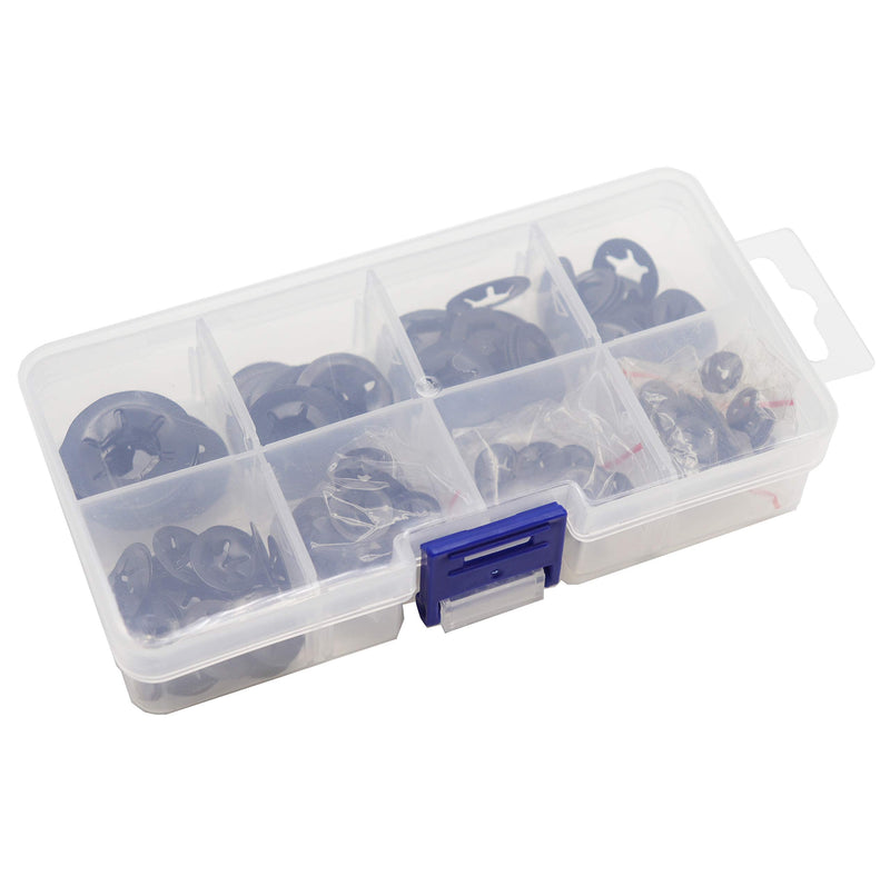 260pcs[9 Sizes] Black Starlock Internal Tooth Lock Washers Assortment Kit, M2/ M2.5/ M3/ M4/ M5/ M6/ M8/ M10/ M12