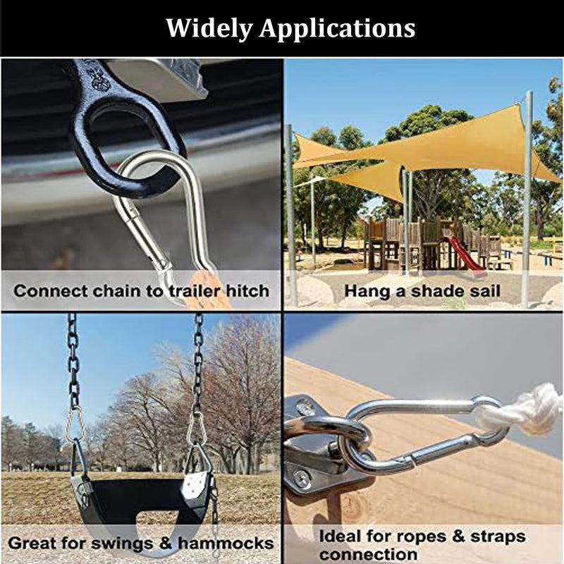 50Pcs 2” Safety Spring Snap Hook, Yision M5 3/16”Carabiner Quick Link Snap Hooks for Camping Hiking, 176LBS Holding Capacity Heavy Duty Steel Carabiner Clip Buckle for Swing Hammock Gym Outdoor 2 Inch (M5)