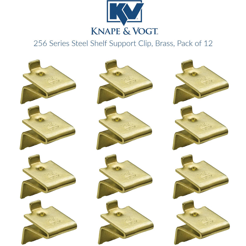 Knape & Vogt KV Shelf Support Clip Brass, Pack of 12