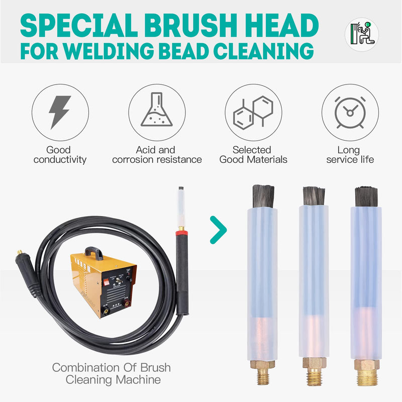 6PCS Weld Bead Cleaning Brush, Copper Head Weld Brush for Welding Bead Seam Polishing Machine M6 type (6PCS-M6) 6PCS-M6