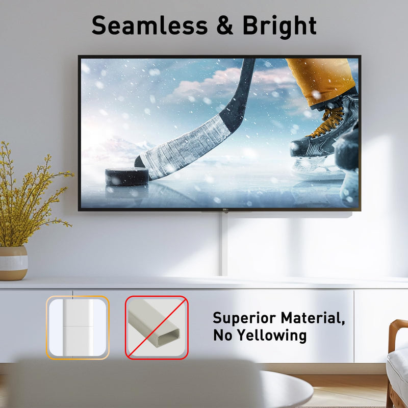 Delamu Cord Hider, 62.8in Cable Hider, Cord Covers for Wires on Wall, Wire Covers for Cords, Wire Hiders for TV on Wall, Easier Setup Cable Cover Cable Management, 4X L15.7 W0.94 H0.47in Medium White