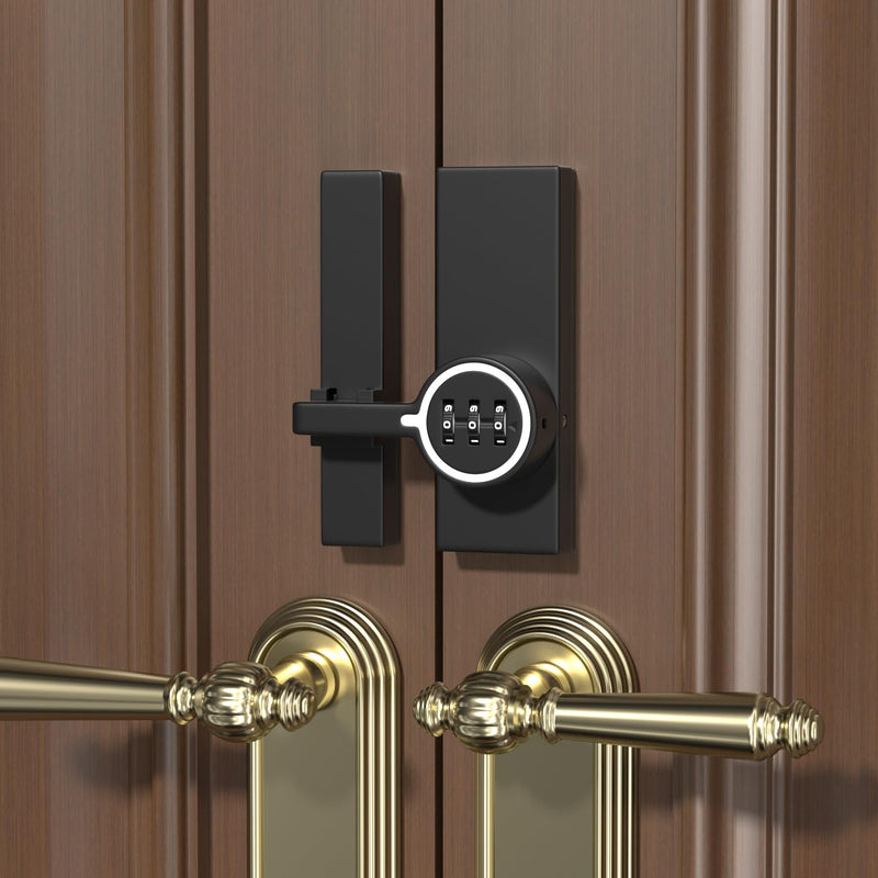 Mechanical Password Lock for Barn Doors, 3-Digit Combination Flip Latch, Keyless Entry to Protect Privacy - Suitable for Windows, Cabinets, Bathroom, and Sliding Doors (2, Black (Luminous)) Black (Luminous) 2
