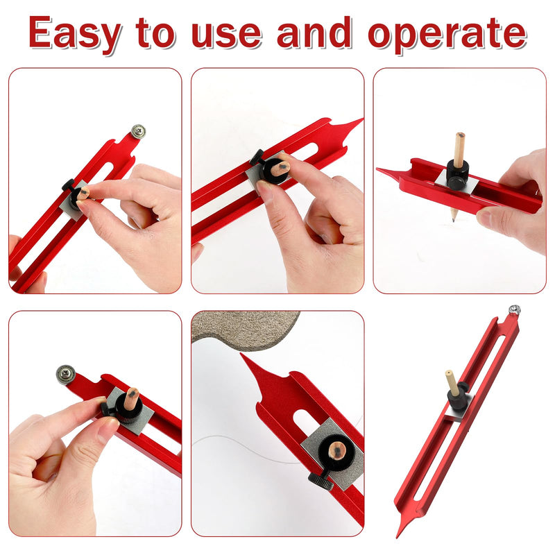 Precise Contour Scribe Tool Woodworking Profile Scribing Tool Ruler with Adjustable Pencil Holder Upgrade Contour Measuring Tool Measuring Scriber Tools Aluminum Alloy Contour Gauge Tool gules