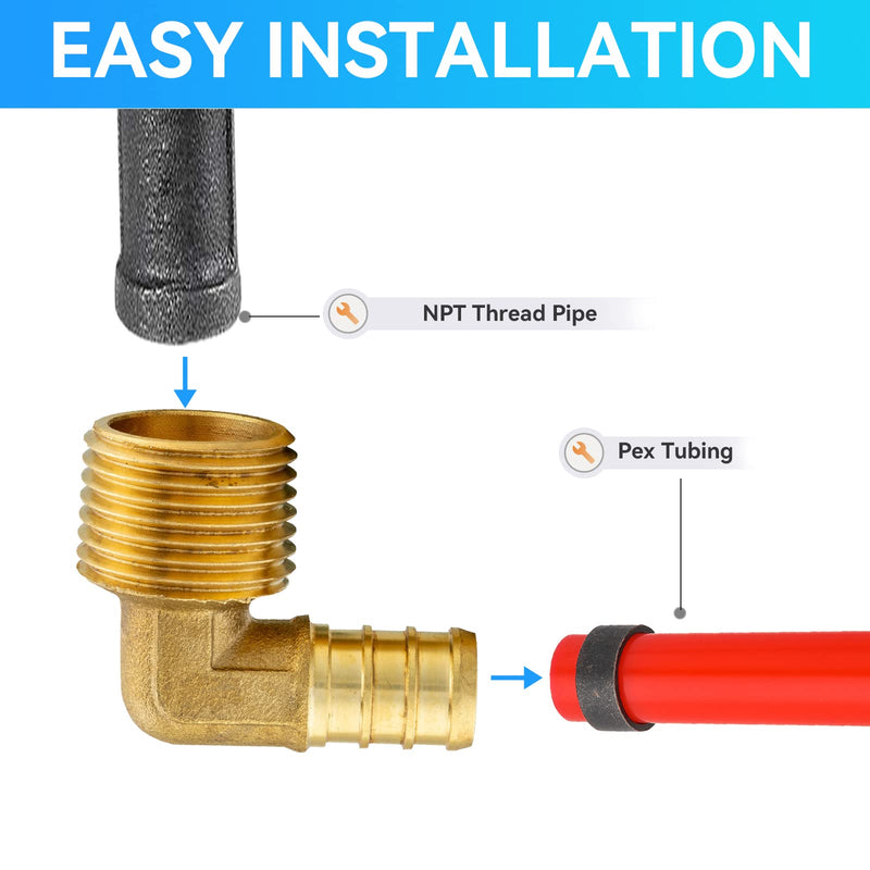 10PACK GUOFIS PEX Crimp Male Elbow Fitting,Pex 1/2"x3/4"MNPT(PEX1807103-10) Pex 1/2"x3/4" Male Elbow(10Pack)
