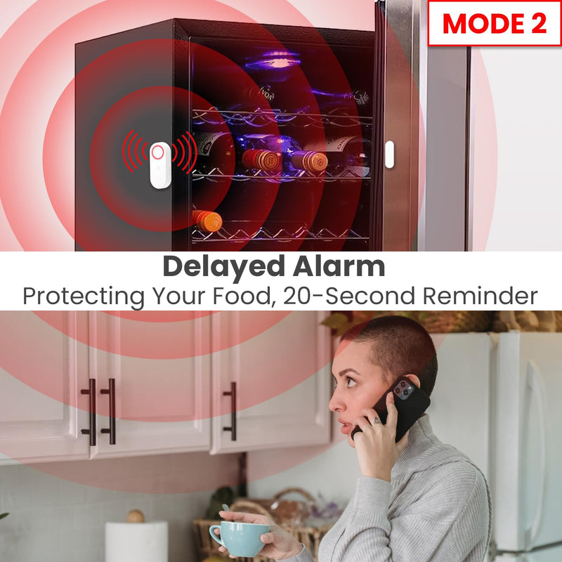 Freezer Door Alarm with Delay When Left Open, Door Chime Window Open Alarm Close Doors Reminder Loud 120 dB for Home, Store, Office, School White