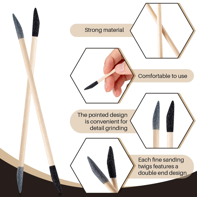 30 Pcs Sanding Sticks Double End Matchsticks Sanding Twigs Fine Detailing Polishing Sticks for Plastic Models Wood Hobby, 120/280 Grit, 5.4 x 0.3 Inch 30