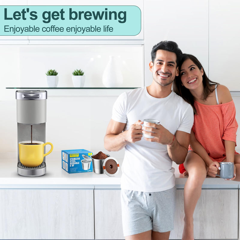 RETHONE K Cup Reusable Coffee Pods, Stainless Steel Reusable K Cups Compatible with Keurig 1.0 & 2.0 Coffee Machines Brewers Refillable K Cups (2 Pack) 2 PACK