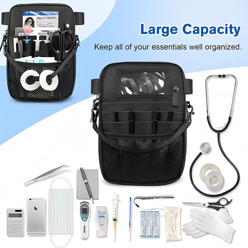 Yodilala Nurse Fanny Pack,Nurse Essentials,Clinical Nursing Bag, Utility Belt Bag for Stethoscopes Holder,Bandage Scissors and Other Medical Supplies（Black） Black