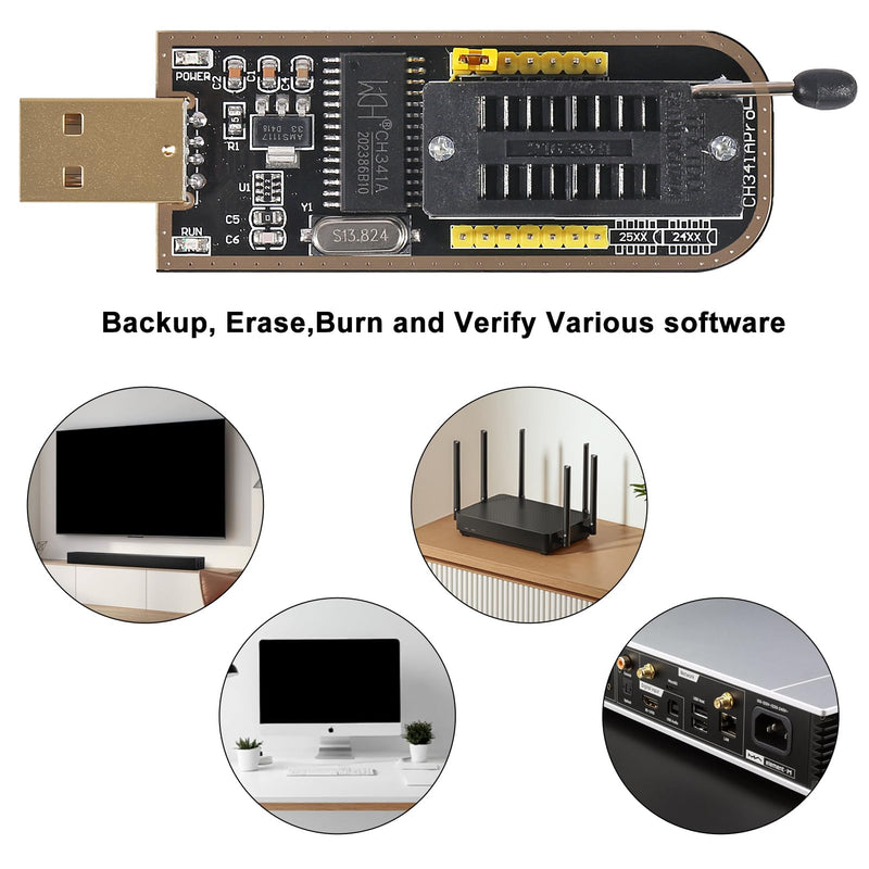 EEPROM BIOS USB Programmer CH341A + SOIC8 SOP8 Test Clip + 1.8V Adapter + SOIC8 Adapter for EEPROM 93CXX / 25CXX / 24CXX +CH341A 24 25 Series Flash
