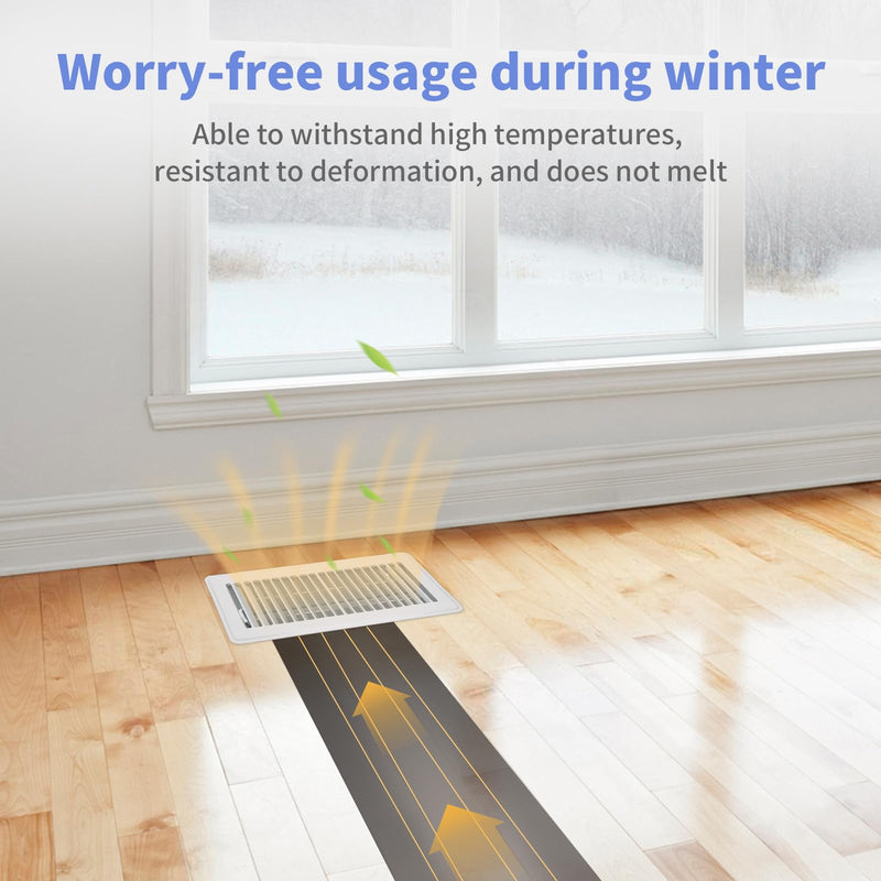 4" x 10" Floor Register - Heavy Duty Steel Walkable Floor Vents - Easy Adjust Air Supply Lever - Vent Covers for Home (White) 4x10 Inches White